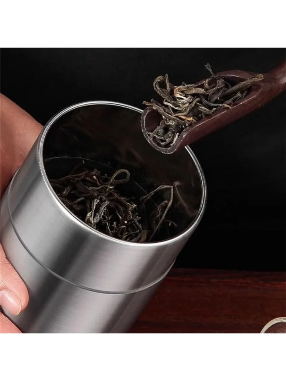 Airtight Double Seal Stainless Steel Tea Canister for Loose Tea, Coffee & Spices